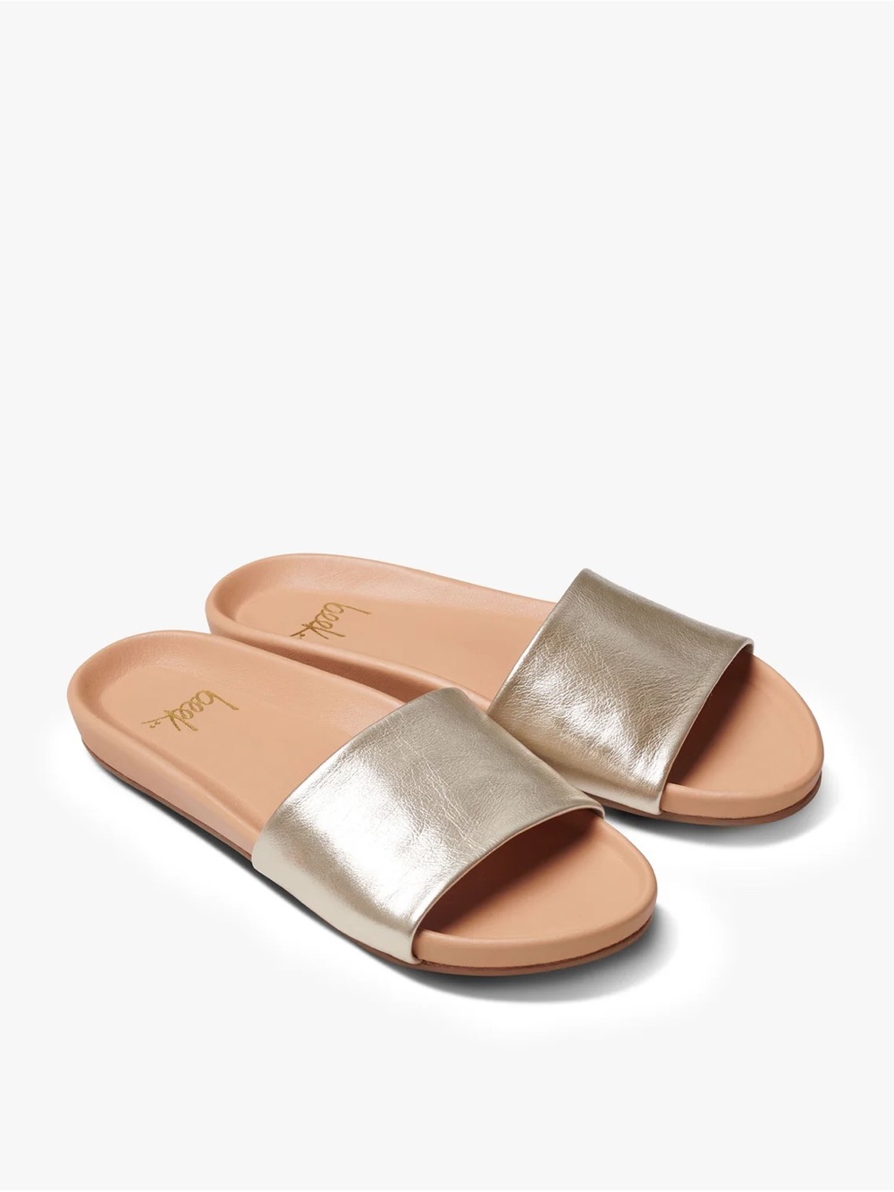 beek Metallic Gold Slide Sandals